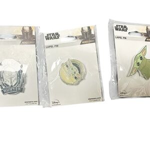 Star Wars Mandalorian Pin Trio - Silver, Green, Yellow